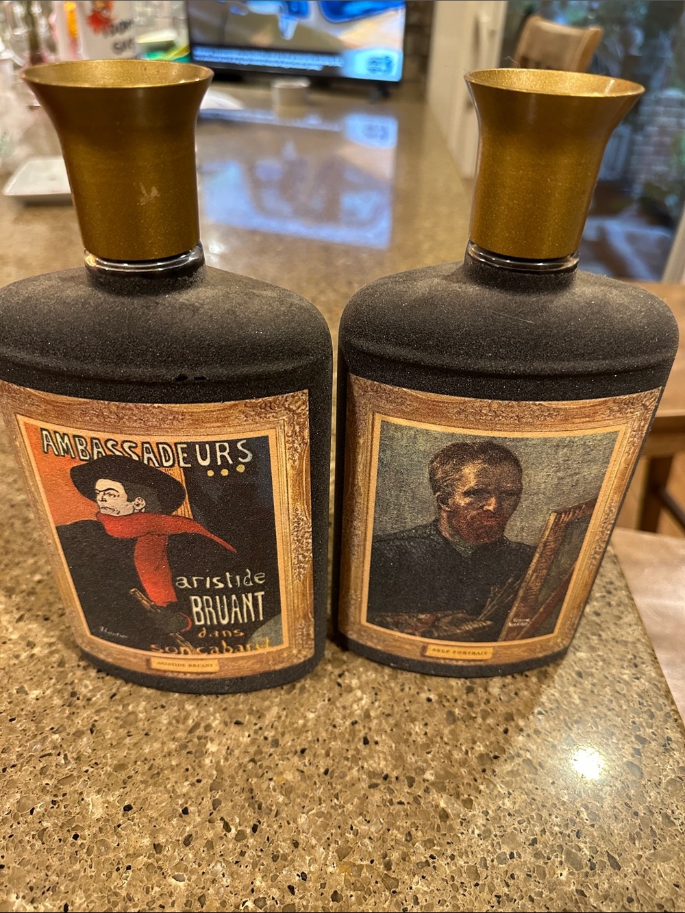 Vintage Jim Beam Black and Gold Decanter Set